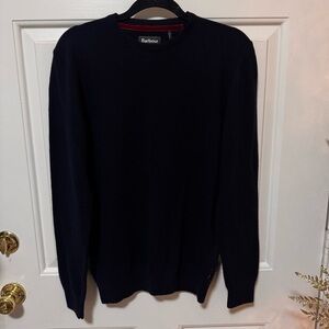 Barbour Navy Wool Cashmere Elbow Patch Sweater Men’s Size Small